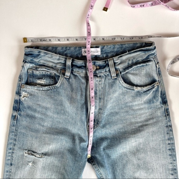 Zara Light Wash Distressed Mom Style Jeans - Picture 9 of 13